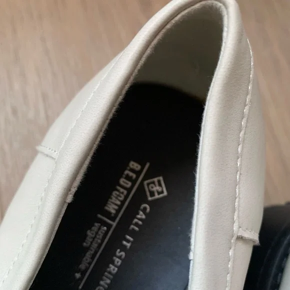 Call It Spring Cream Loafers with Silver Buckle - Picture 4 of 16